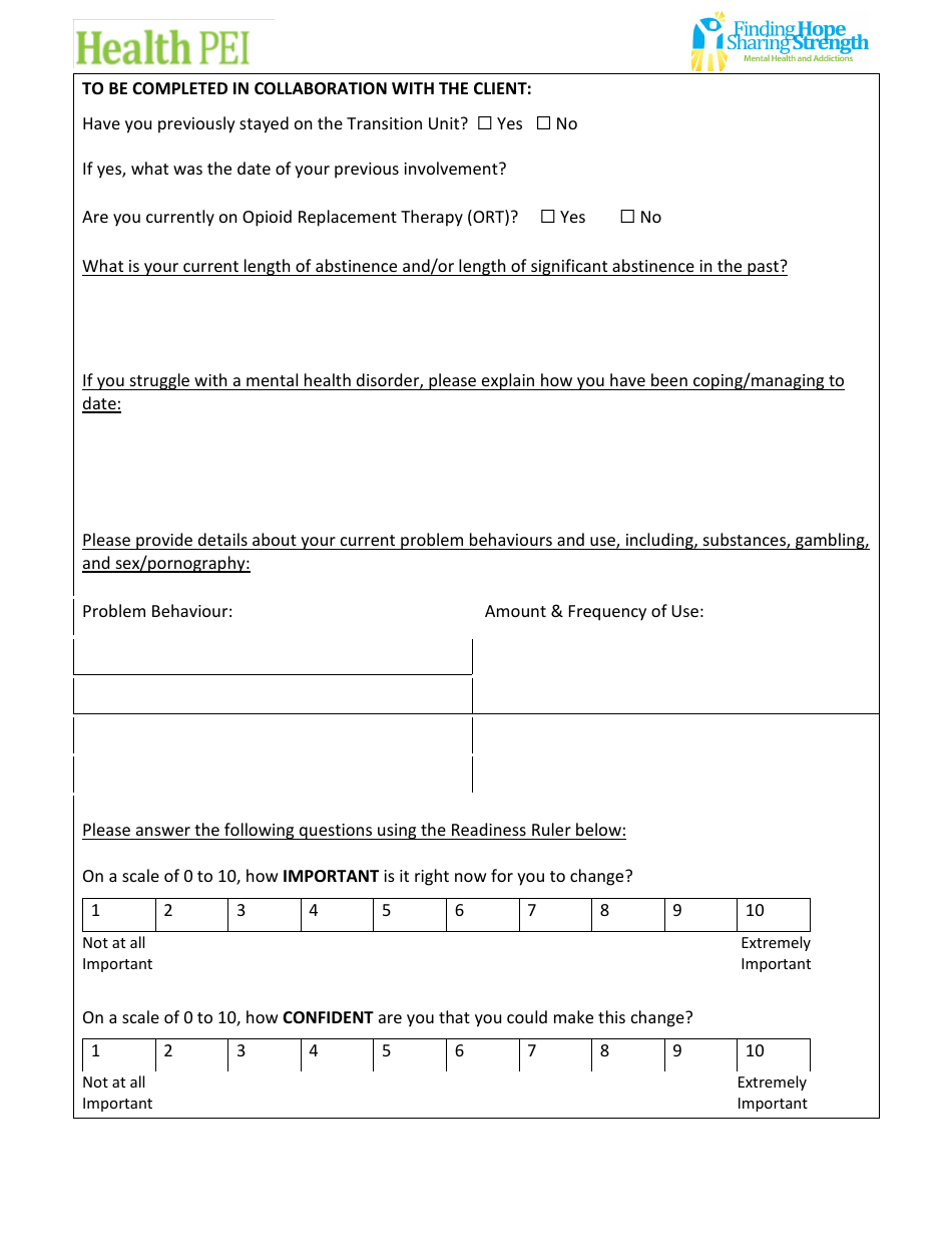 Transition Unit Referral Form - Prince Edward Island, Canada, Page 3