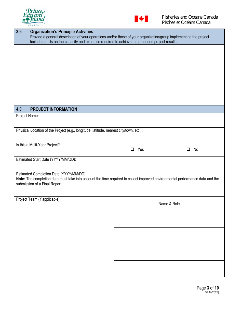 Application Form - Prince Edward Island Fisheries and Aquaculture Clean Technology Adoption Program - Prince Edward Island, Canada, Page 3