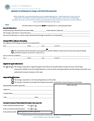 Document preview: Application for Withdrawal of a Foreign Profit/Non-profit Corporation - Utah