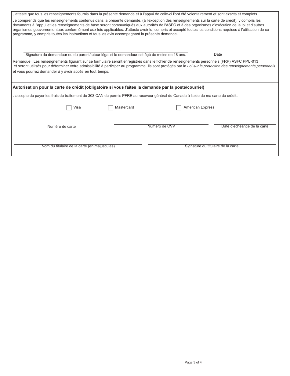 Forme BSF386 Permis De Passage La Frontiere Dans Les Region Eloigneees (Pfre) - Canada (French), Page 3
