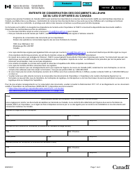 Document preview: Forme BSF900 Entente De Conservation DES Documents Ailleurs Qu'au Lieu D'affaires Au Canada - Canada (French)
