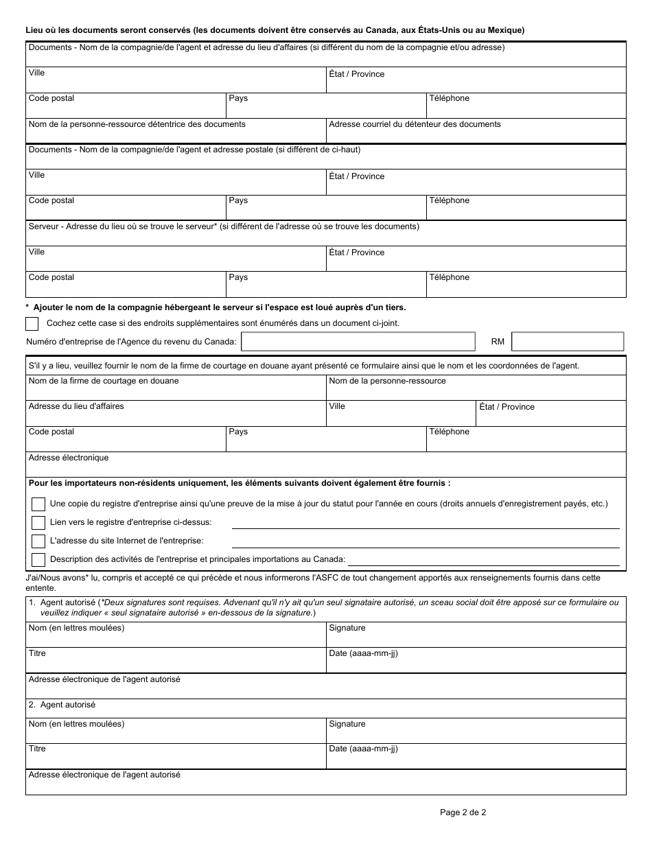 Forme BSF900 Entente De Conservation DES Documents Ailleurs Quau Lieu Daffaires Au Canada - Canada (French), Page 2
