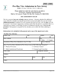 Form 12874 (PHV-19) Pro Hac Vice Admission Form - New Jersey