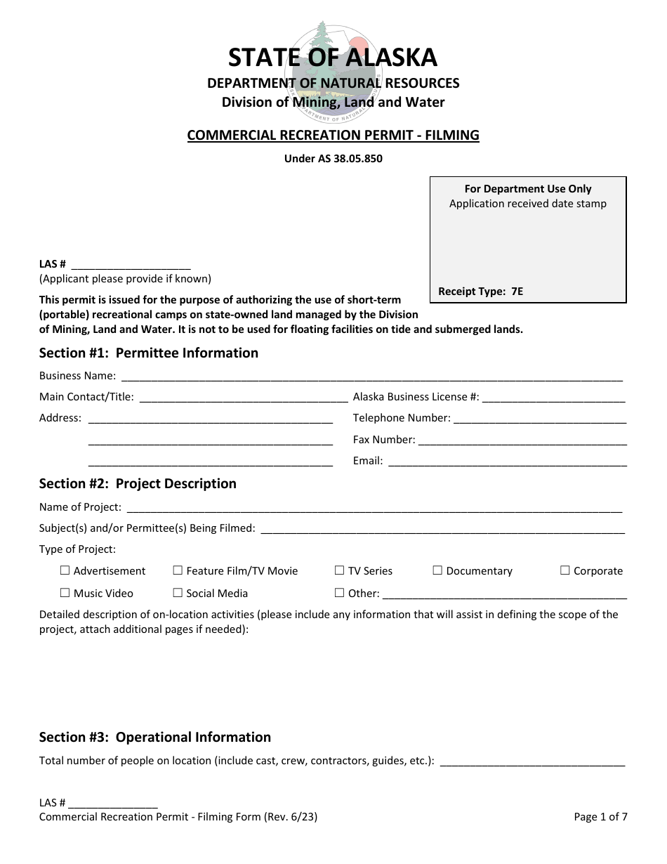 Commercial Recreation Permit - Filming - Alaska, Page 2