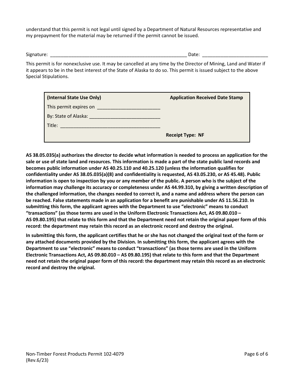 Form 102-4079 Limited Non-timber Forest Products Commercial Harvest Permit - Alaska, Page 6