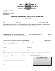 Document preview: Municipal Nomination of State-Selected Federal Land - Alaska