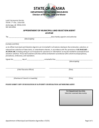 Document preview: Appointment of Municipal Land Selection Agent - Alaska