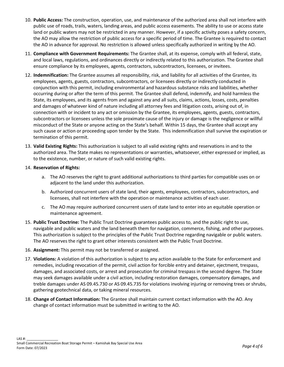 Small Boat Storage Permit With Commercial Fee - Kamishak Bay Commercial Use Area - Alaska, Page 4