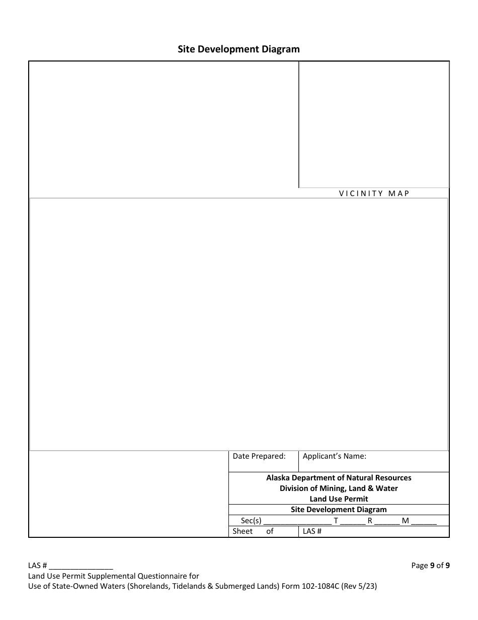 Form 102-1084C Land Use Permit Application Supplemental Questionnaire for: Use of State-Owned Waters (Shorelands, Tidelands  Submerged Lands) - Alaska, Page 9