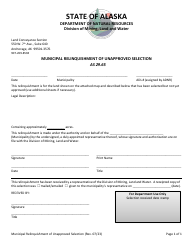Document preview: Municipal Relinquishment of Unapproved Selection - Alaska