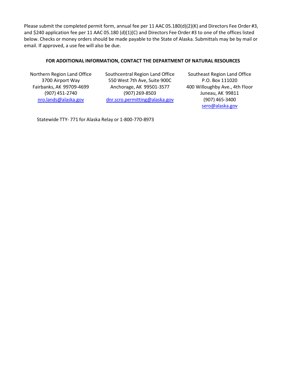 Over the Counter Storage Permit Application - Alaska, Page 2