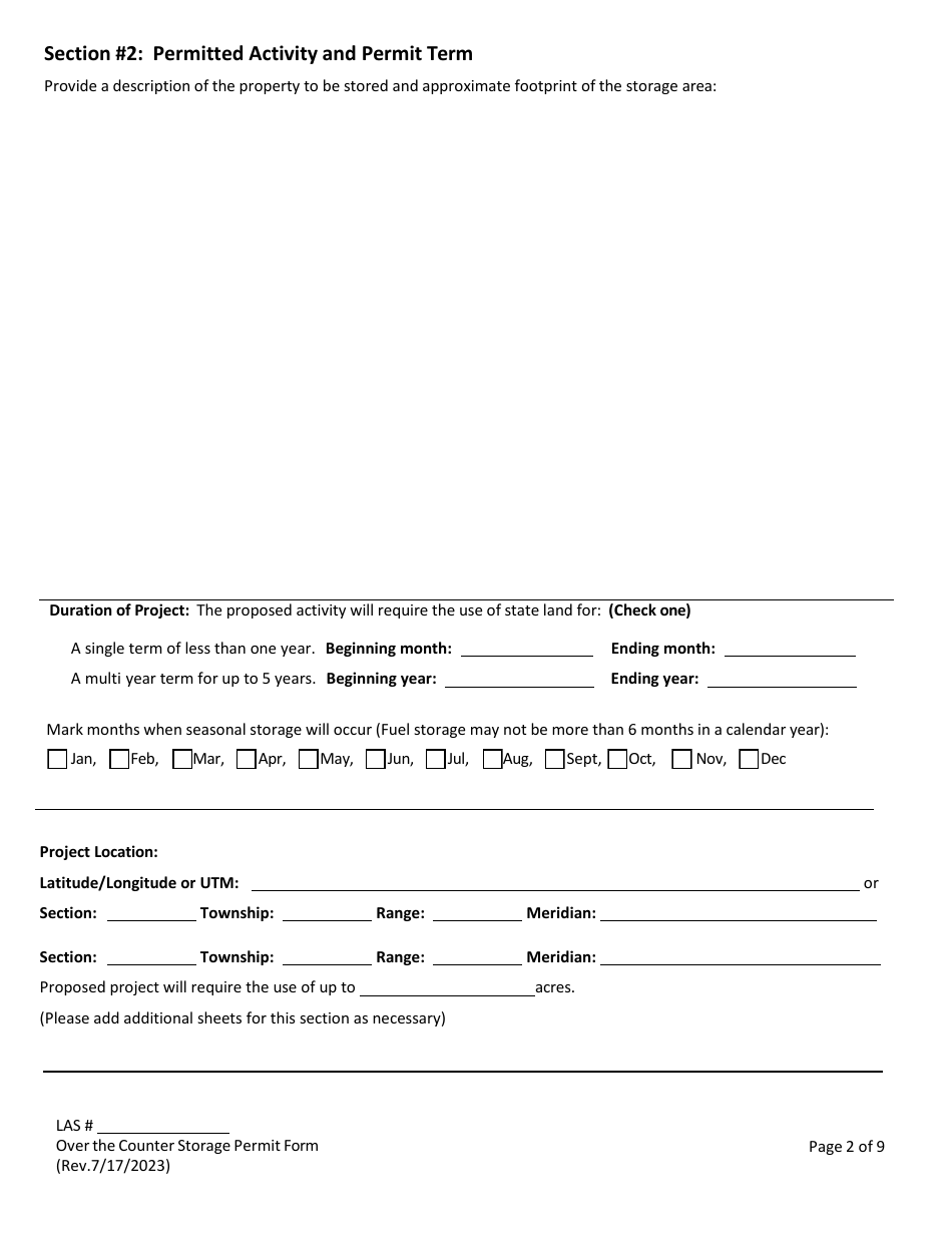 Over the Counter Storage Permit Application - Alaska, Page 4