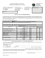 Document preview: Form 102-4086 Notice of Relinquishment of Water Right - Alaska