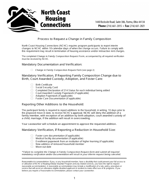 Change in Family Composition Request Form - City of Parma, Ohio Download Pdf