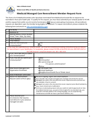 Document preview: Medicaid Managed Care Reenrollment Member Request Form - Rhode Island
