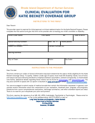 Document preview: Form AP72.1 Clinical Evaluation for Katie Beckett Coverage Group - Rhode Island
