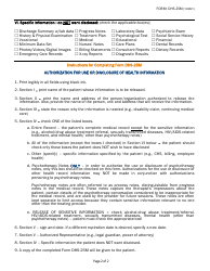 Form DHS-25M Authorization for Disclosure or Use of Health Information - Rhode Island, Page 2