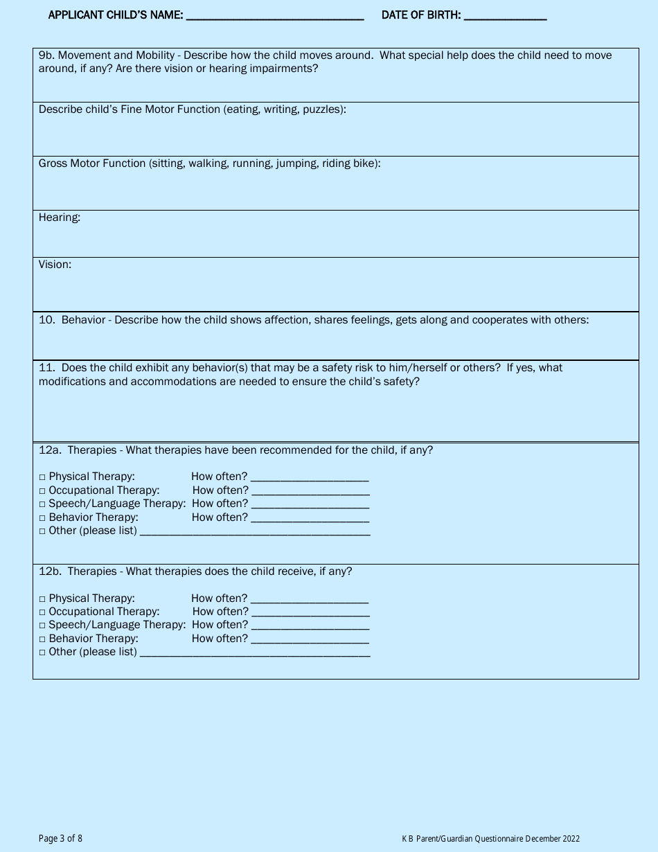 Katie Beckett Parent / Guardian Questionnaire - Rhode Island, Page 3