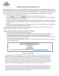 Document preview: Medicaid Health Plan Change Request Form - Rhode Island
