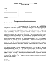 Document preview: Prejudgment General Garnishment Summons - Oklahoma