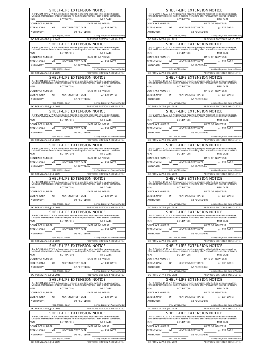 Dd Form 2477-3 - Fill Out, Sign Online And Download Fillable Pdf 