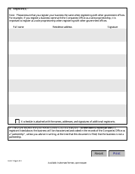 Form 001ENG Registration of a Business Name - Manitoba, Canada, Page 3