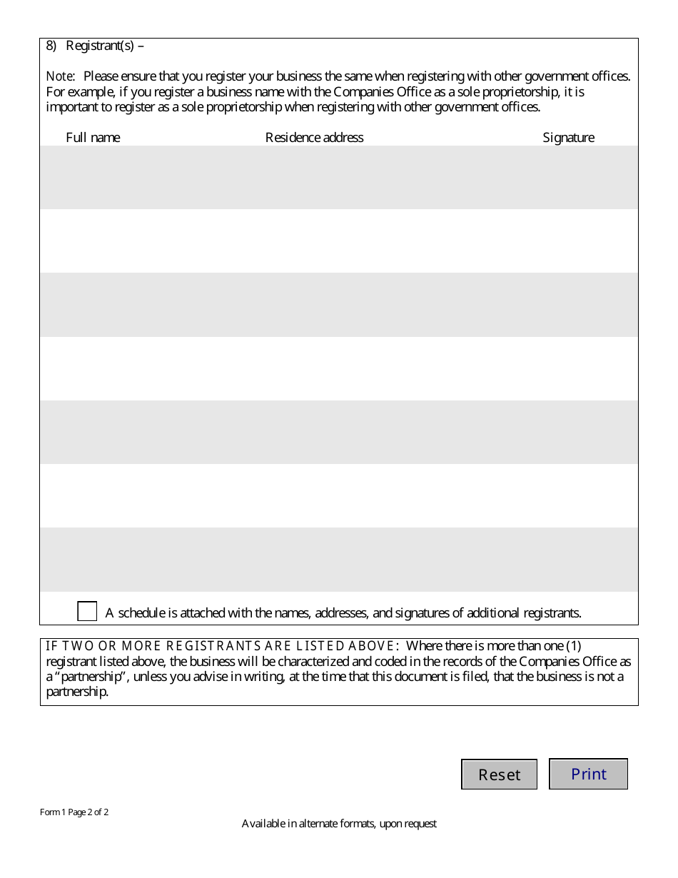 Form 001ENG Registration of a Business Name - Manitoba, Canada, Page 3