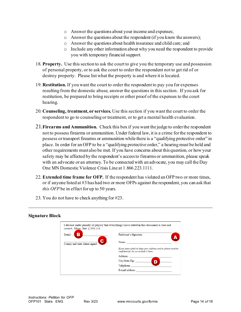 Form OFP101 Download Printable PDF or Fill Online Instructions Asking for an Order for