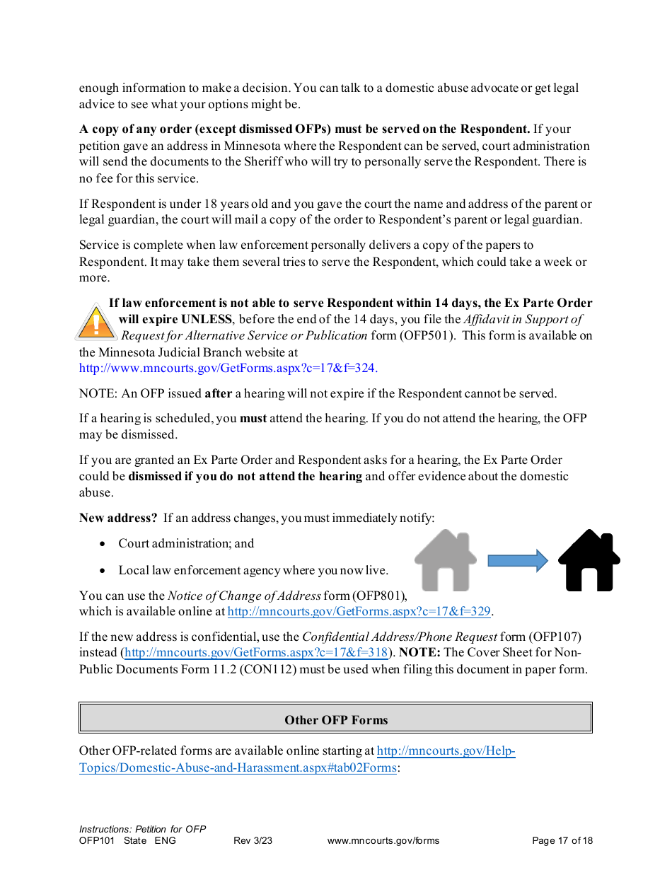 Form OFP101 Instructions - Asking for an Order for Protection (Ofp) - Minnesota, Page 17