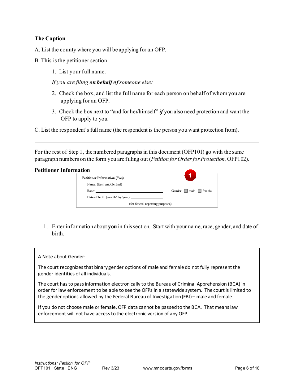 Form OFP101 Instructions - Asking for an Order for Protection (Ofp) - Minnesota, Page 6
