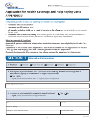 Appendix D Application for Health Coverage and Help Paying Costs - Virginia