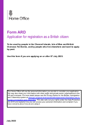 Form ARD Application for Registration as a British Citizen - United Kingdom