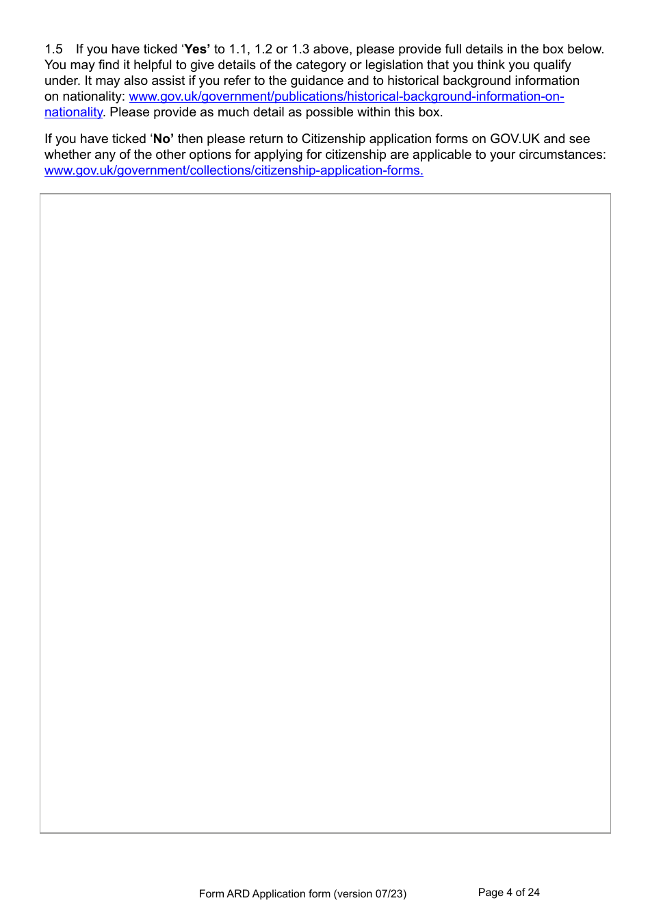 Form ARD Application for Registration as a British Citizen - United Kingdom, Page 4