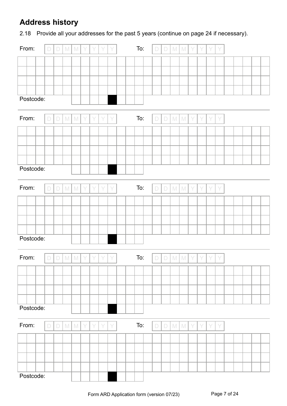 Form ARD Application for Registration as a British Citizen - United Kingdom, Page 7