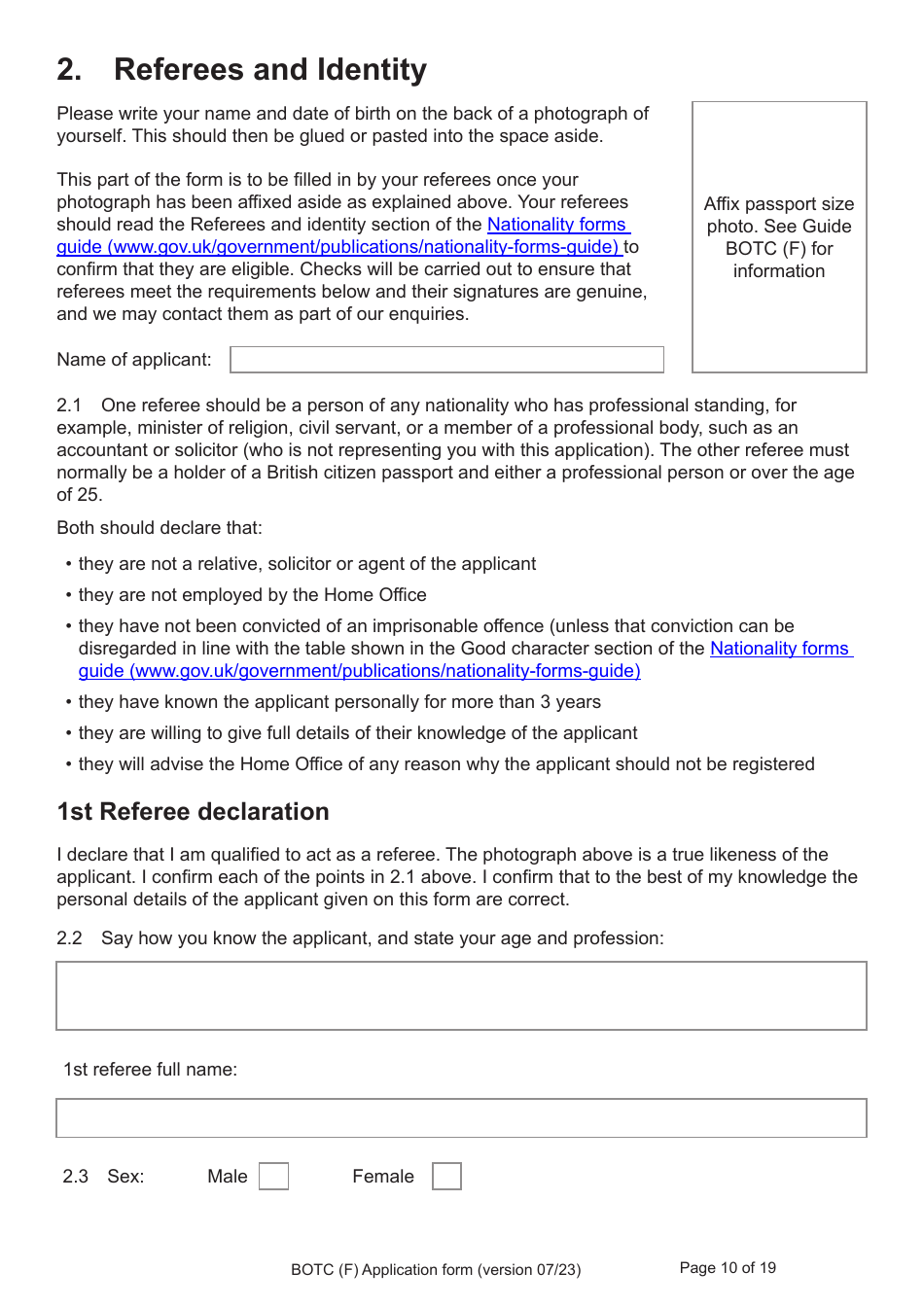Form BOTC (F) Application for Registration as a British Overseas Territories Citizen and British Citizen by a Person Whose Parents Were Not Married - United Kingdom, Page 10