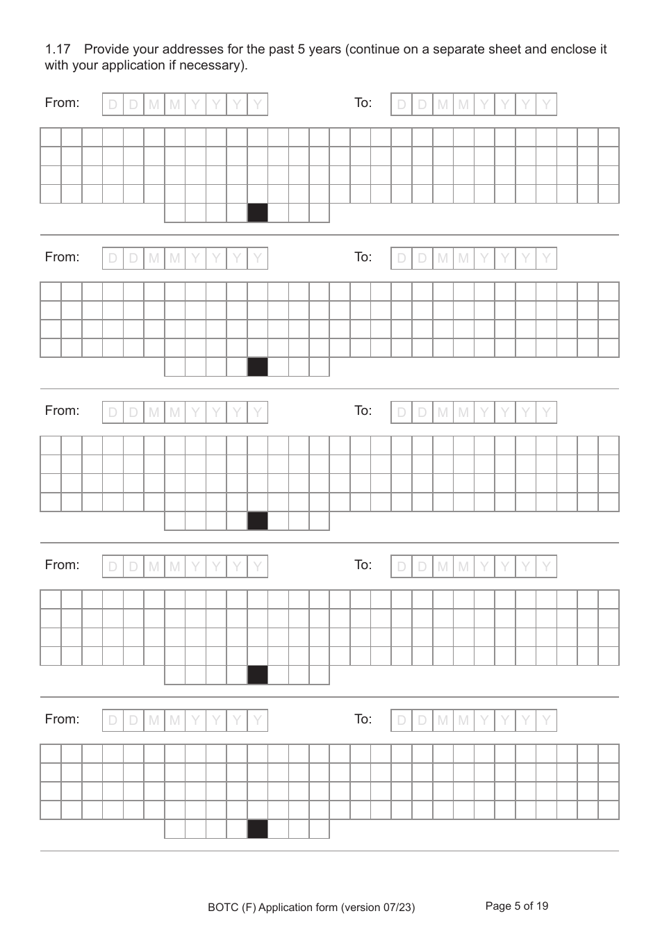Form BOTC (F) Application for Registration as a British Overseas Territories Citizen and British Citizen by a Person Whose Parents Were Not Married - United Kingdom, Page 5