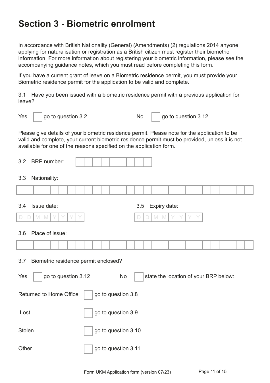 Form UKM Application for Registration as a British Citizen by a Person Born Before 1983 to a British Mother - United Kingdom, Page 11