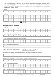 Form UKM Application for Registration as a British Citizen by a Person Born Before 1983 to a British Mother - United Kingdom, Page 5