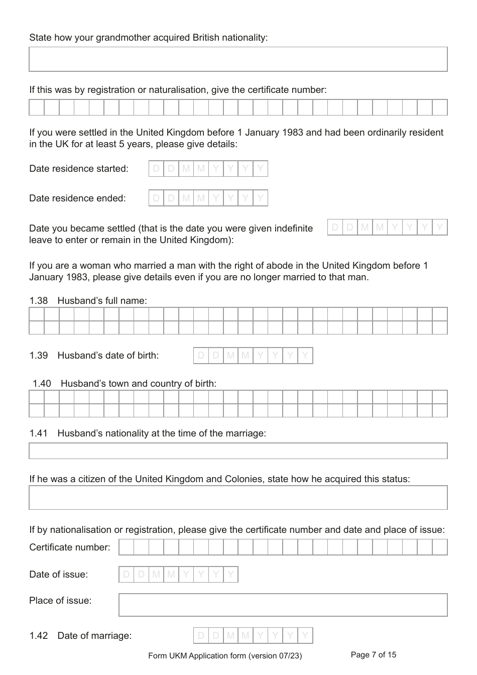 Form UKM Application for Registration as a British Citizen by a Person Born Before 1983 to a British Mother - United Kingdom, Page 7
