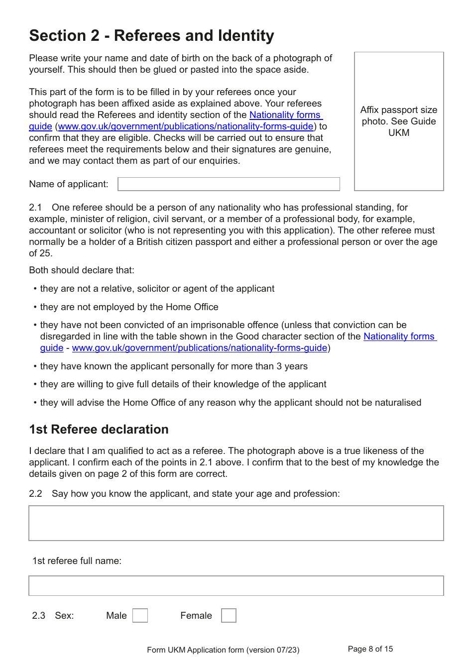 Form UKM Application for Registration as a British Citizen by a Person Born Before 1983 to a British Mother - United Kingdom, Page 8