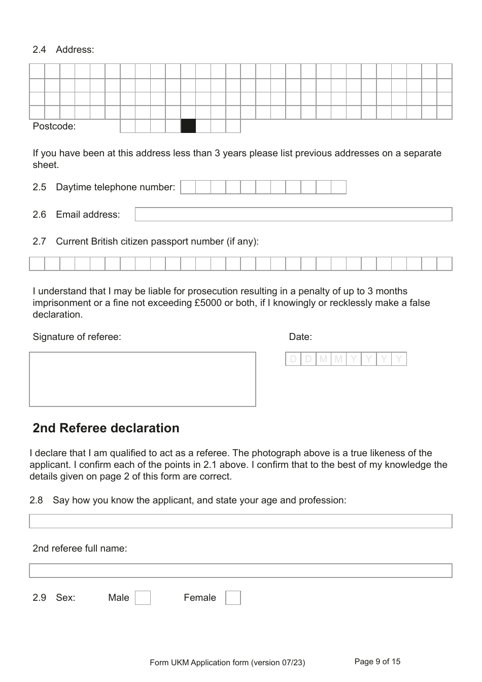 Form UKM Application for Registration as a British Citizen by a Person Born Before 1983 to a British Mother - United Kingdom, Page 9