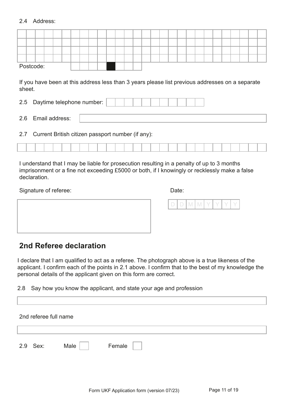 Form UKF Application for Registration as a British Citizen by a Person Born Before 1 July 2006 Whose Parents Were Not Married - United Kingdom, Page 11
