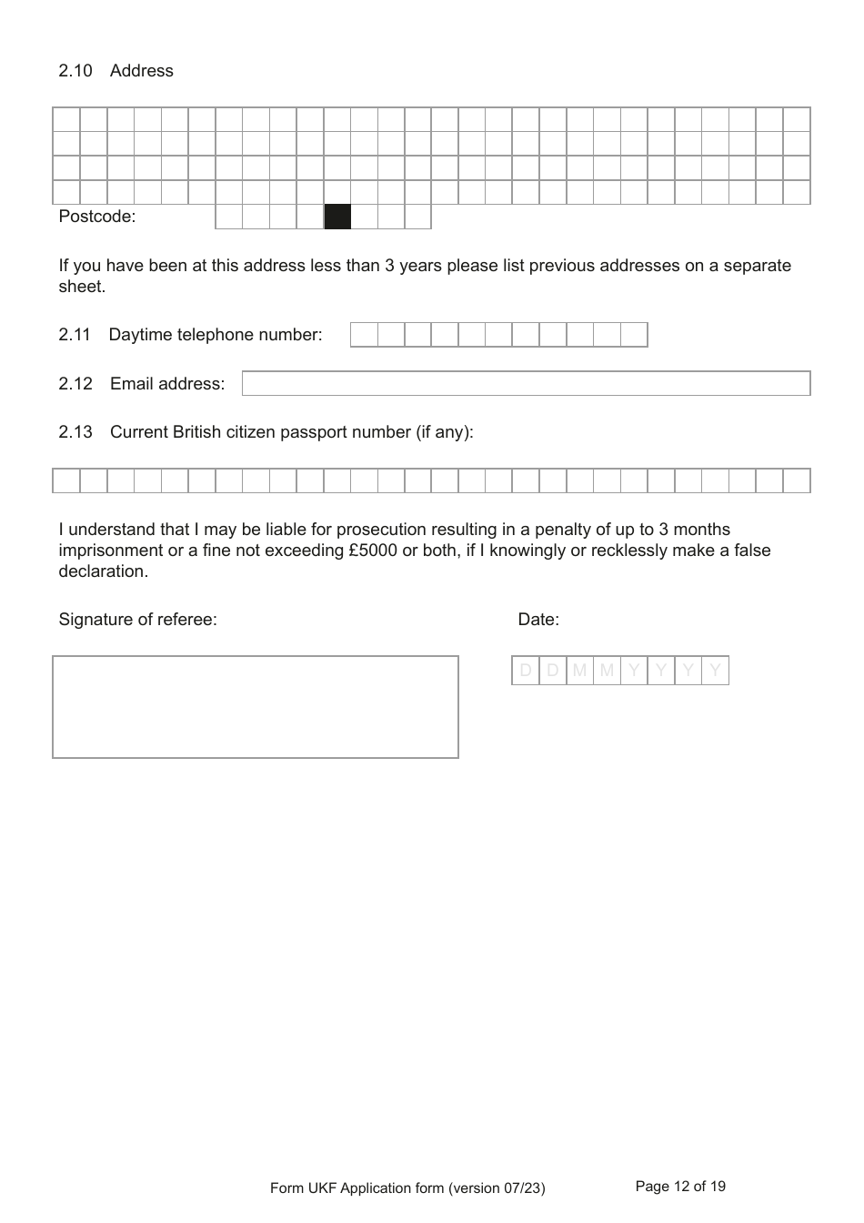 Form UKF Application for Registration as a British Citizen by a Person Born Before 1 July 2006 Whose Parents Were Not Married - United Kingdom, Page 12