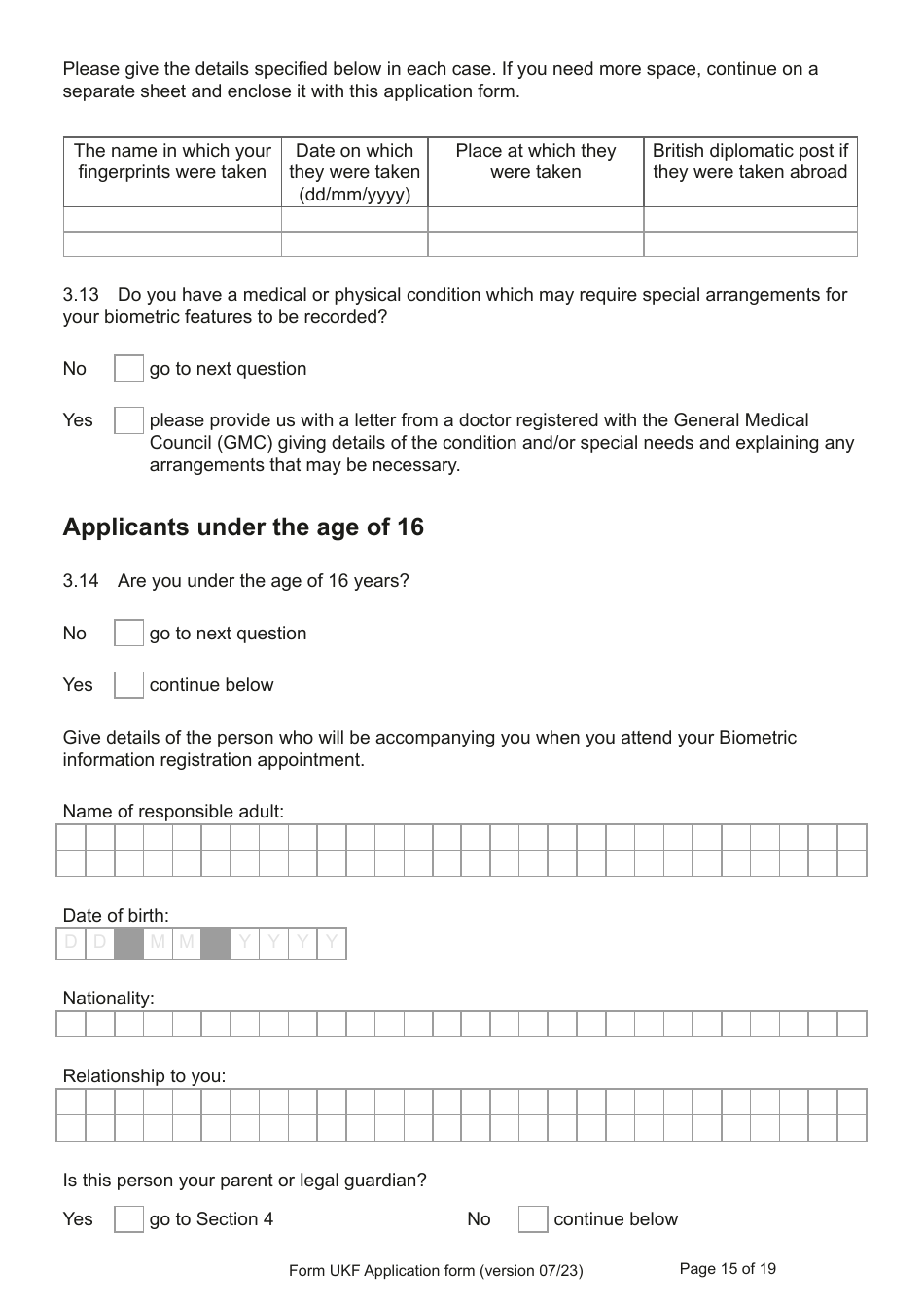 Form UKF Application for Registration as a British Citizen by a Person Born Before 1 July 2006 Whose Parents Were Not Married - United Kingdom, Page 15