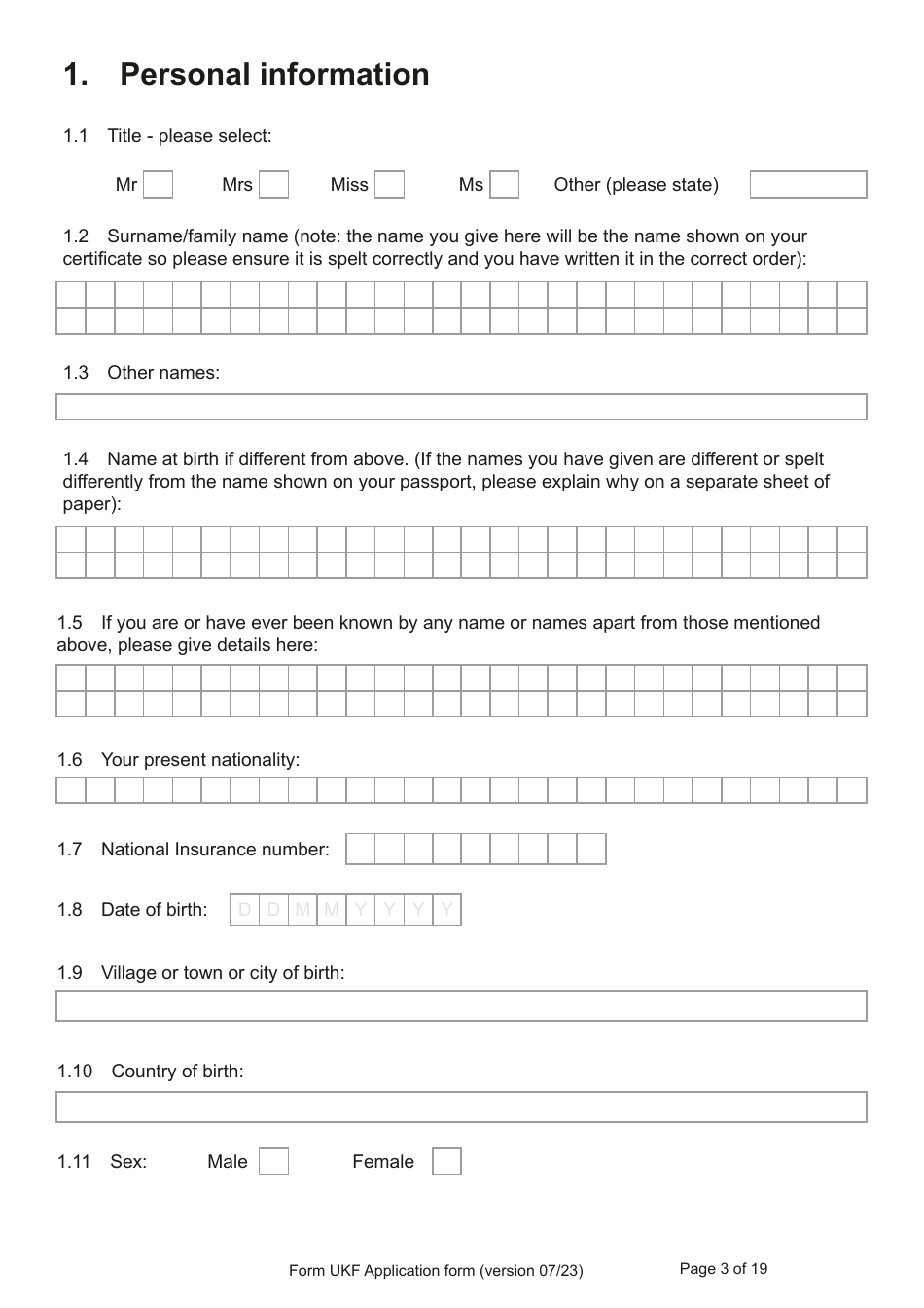 Form UKF Application for Registration as a British Citizen by a Person Born Before 1 July 2006 Whose Parents Were Not Married - United Kingdom, Page 3