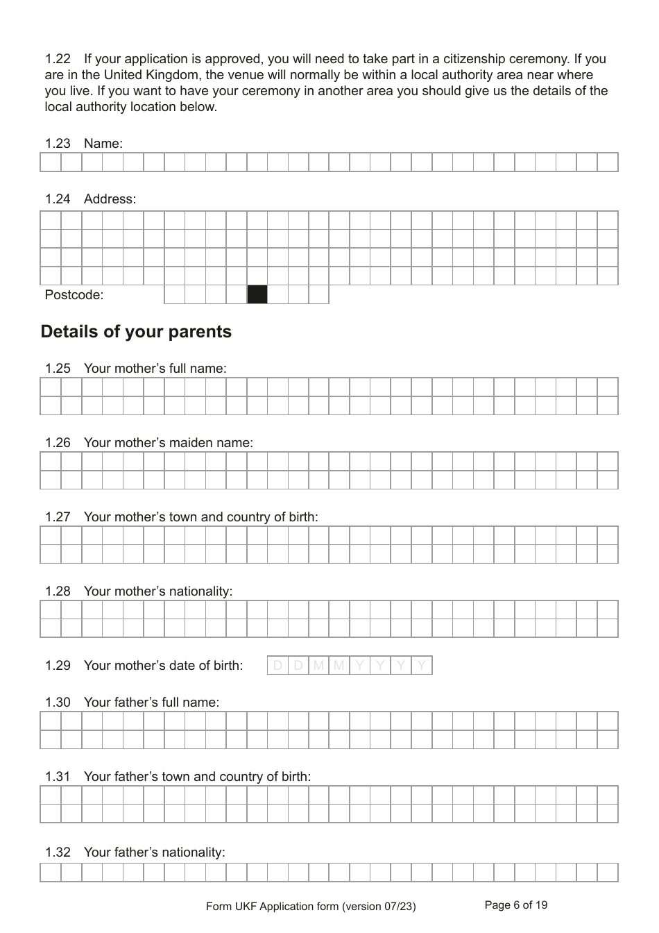 Form UKF Application for Registration as a British Citizen by a Person Born Before 1 July 2006 Whose Parents Were Not Married - United Kingdom, Page 6