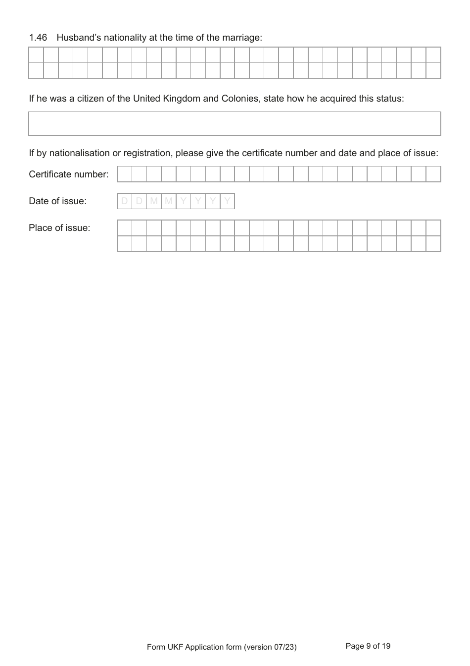 Form UKF Application for Registration as a British Citizen by a Person Born Before 1 July 2006 Whose Parents Were Not Married - United Kingdom, Page 9