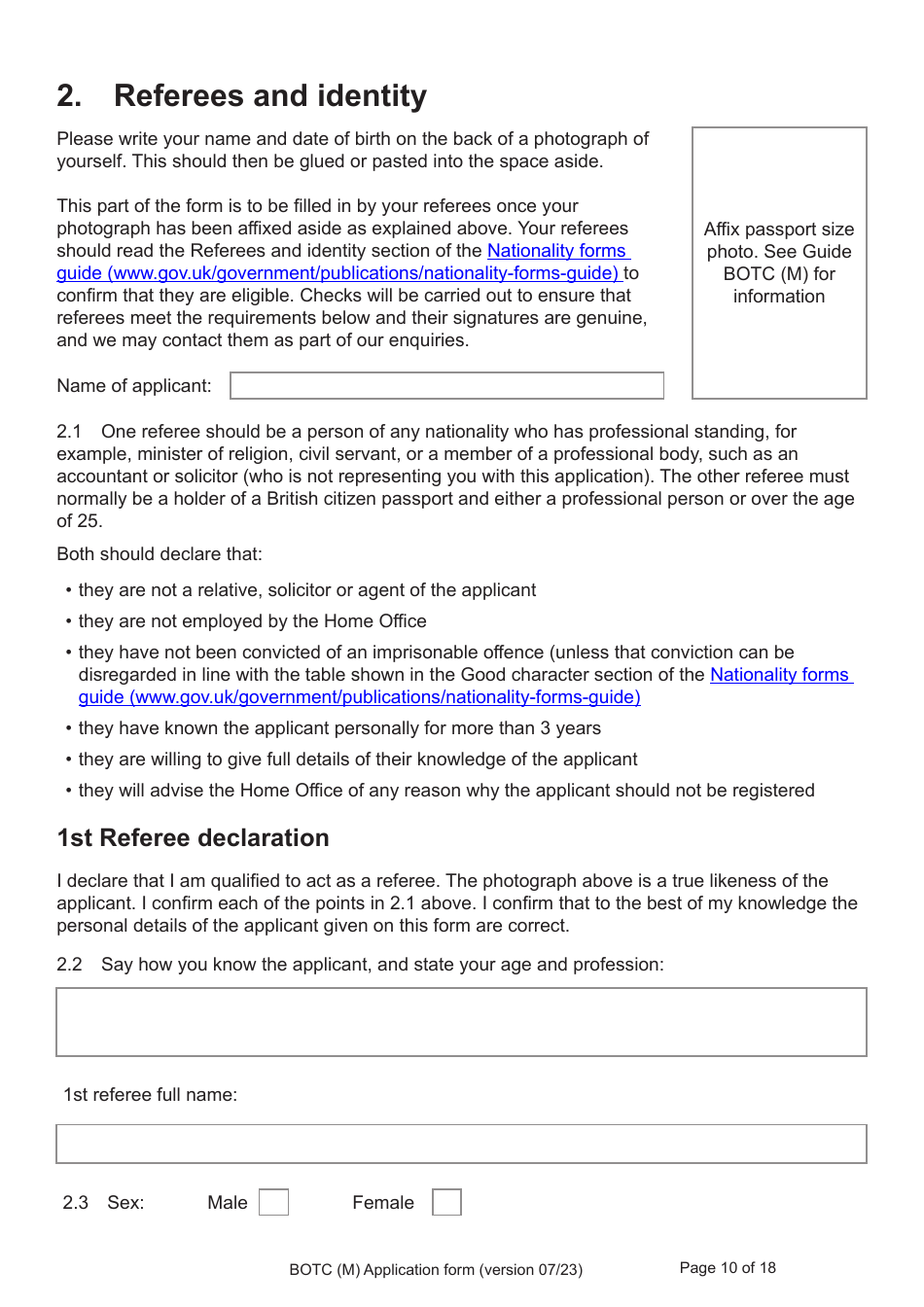 Form BOTC (M) Application to Become a British Overseas Territories Citizen (Botc) and British Citizen by a Person Born Before 1983 to a British Mother - United Kingdom, Page 10