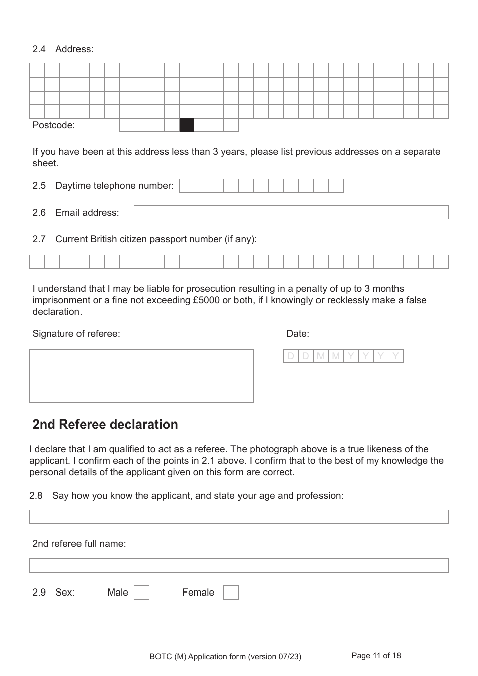 Form BOTC (M) Application to Become a British Overseas Territories Citizen (Botc) and British Citizen by a Person Born Before 1983 to a British Mother - United Kingdom, Page 11