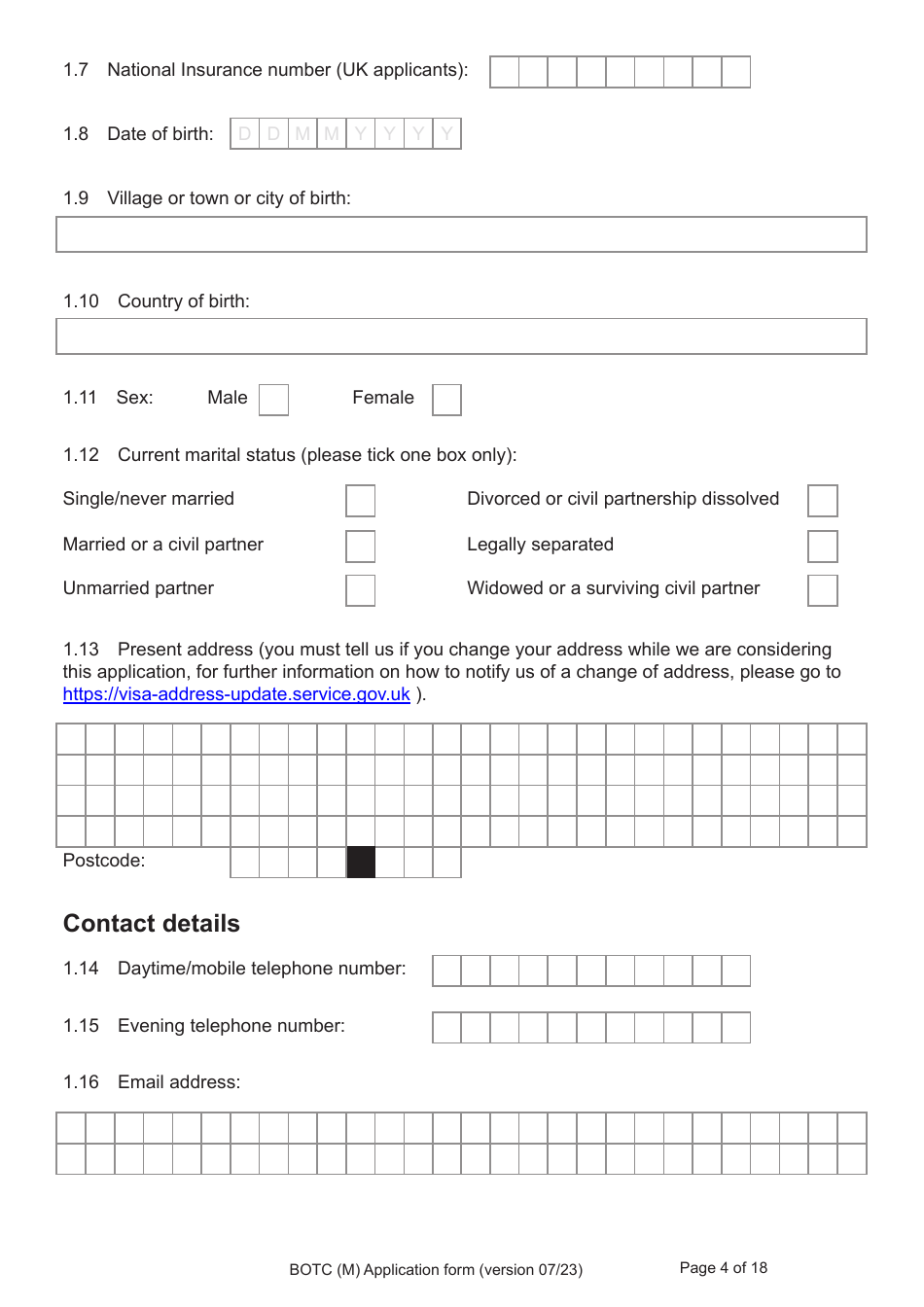 Form BOTC (M) Application to Become a British Overseas Territories Citizen (Botc) and British Citizen by a Person Born Before 1983 to a British Mother - United Kingdom, Page 4